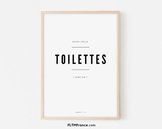 Affiche Toilettes - Affiche pour la décoration des toilettes, WC - Décoration humour, design et moderne - Poster à imprimer FLTMfrance