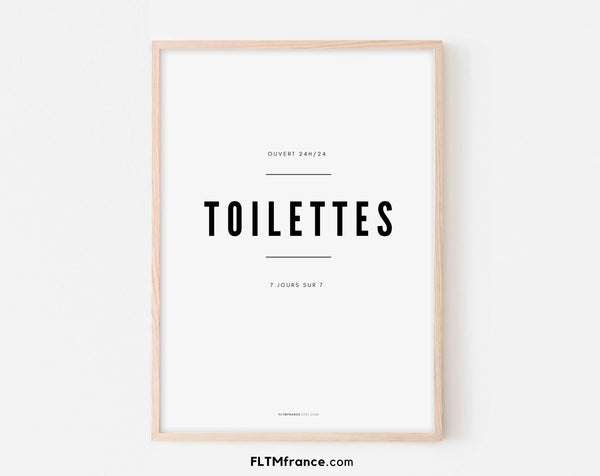 Affiche Toilettes Ouvert 24/7 - Poster humour WC