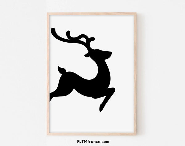 Cerf de noël affiche de noël - Affiche de Noël