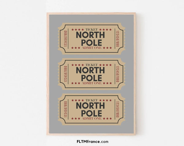 Billets du pôle Nord gris affiche - Décoration de noël