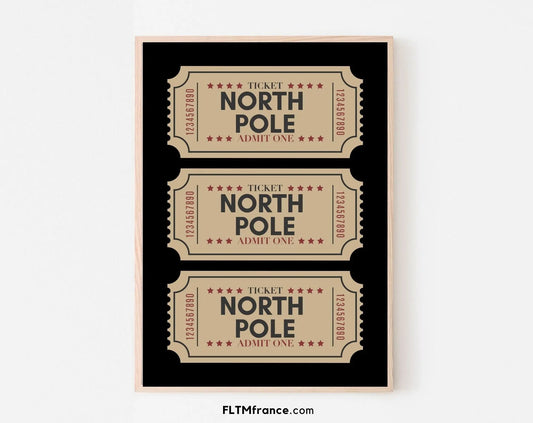 Billets du pôle Nord noir affiche - Décoration de noël FLTMfrance