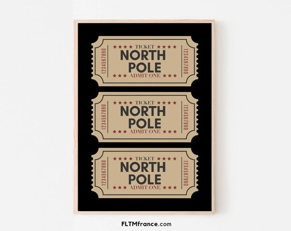 Billets du pôle Nord noir affiche - Décoration de noël