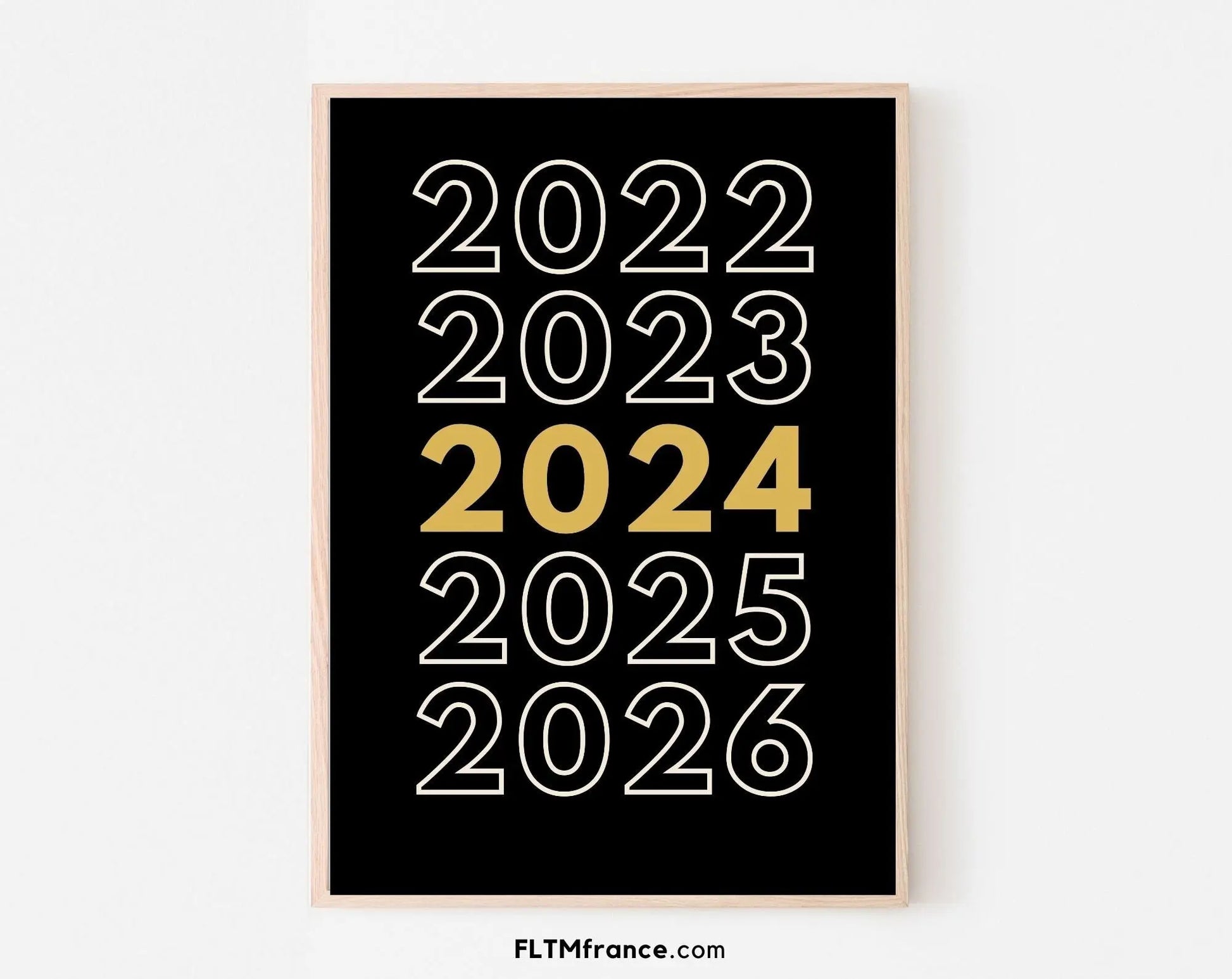 Nouvel an 2024 affiche - Art mural du nouvel an - Décoration du réveillon du nouvel an - Nouvelle année 2024 - Poster à imprimer FLTMfrance - FLTMfrance