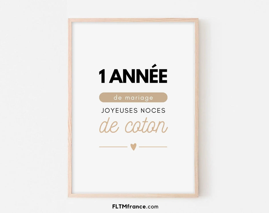 Cadeau 1 an de mariage - Noces de coton - FLTMfrance