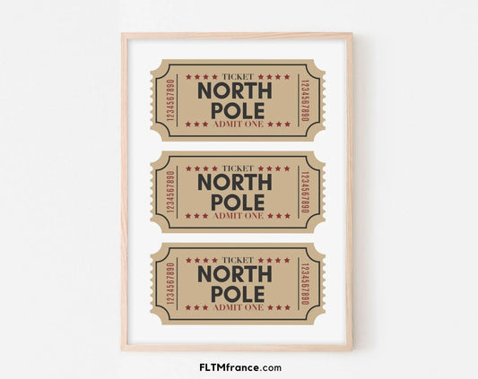 Billets du pôle Nord blanc affiche - Décoration de noël FLTMfrance