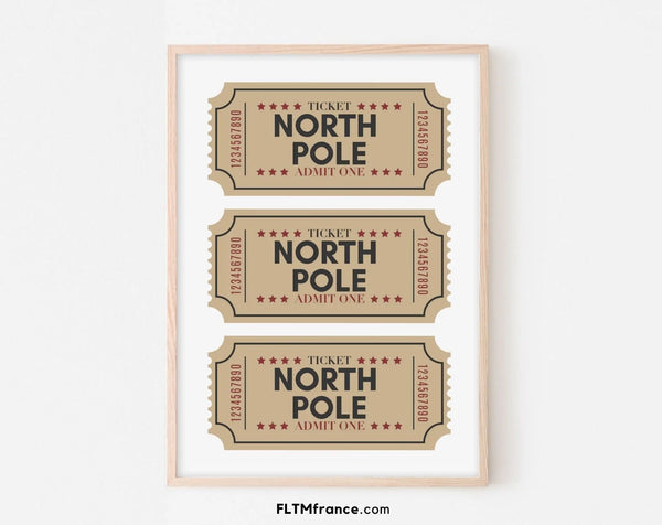 Billets du pôle Nord blanc affiche - Décoration de noël