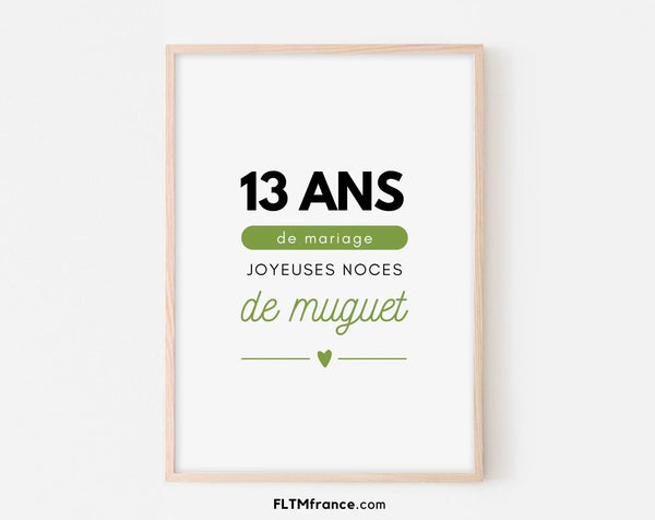 Affiche personnalisée Joyeuses Noces de muguet – 13 ans de mariage