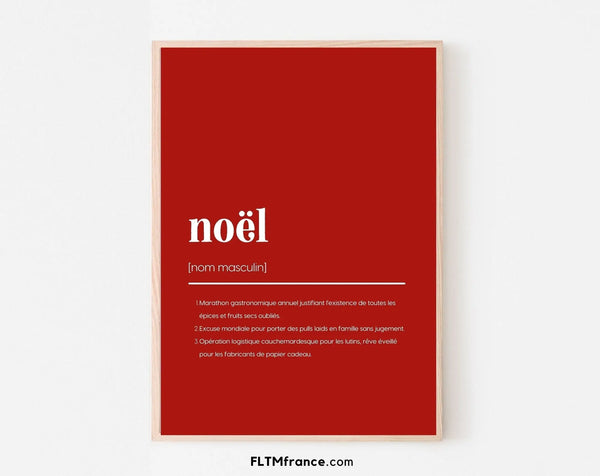 Affiche Définition de noël - Décoration de noël humour