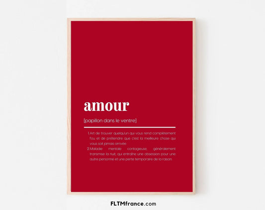 Définition amour rouge - Affiche Saint-Valentin - FLTMfrance