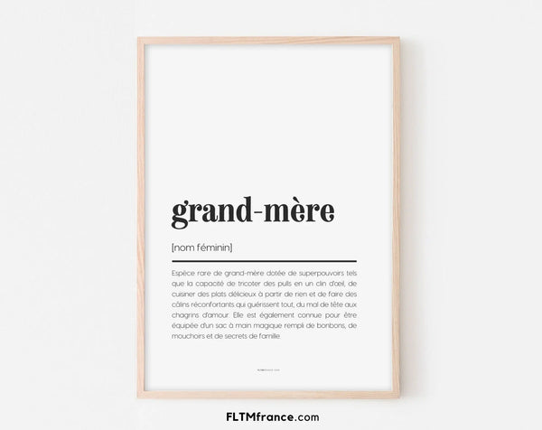 Affiche définition grand-mère - Affiche définition humour famille