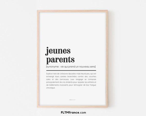 Affiche définition jeunes parents - Affiche définition humour famille