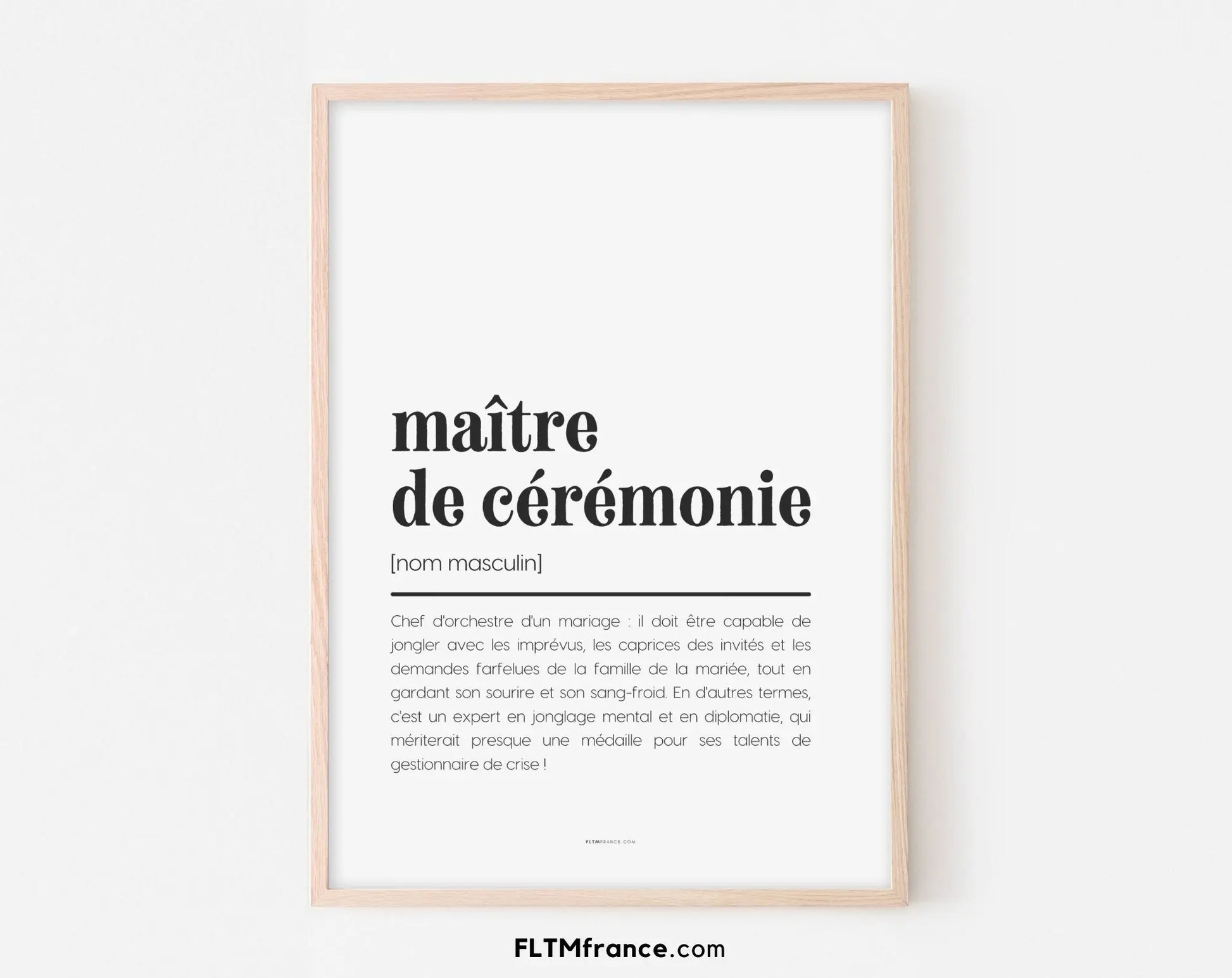 Affiche définition maître de cérémonie - Affiche définition humour mariage FLTMfrance