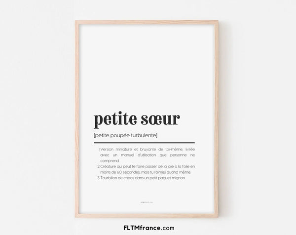 Affiche définition petite sœur - Affiche définition humour famille
