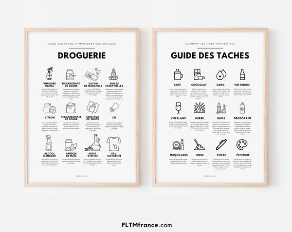 2 affiches Guide des taches et droguerie