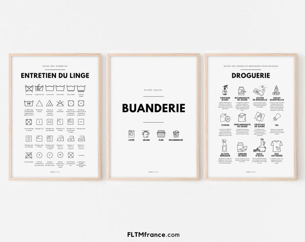 Affiches pratiques pour Buanderie  : buanderie, droguerie et entretien du linge