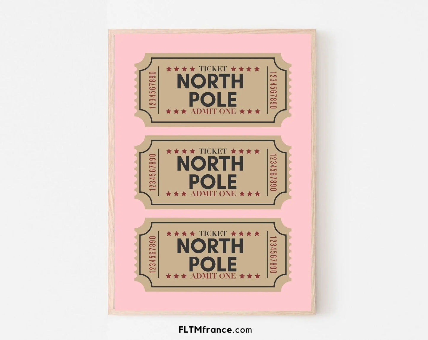Billets du pôle Nord rose affiche - Décoration de noël FLTMfrance