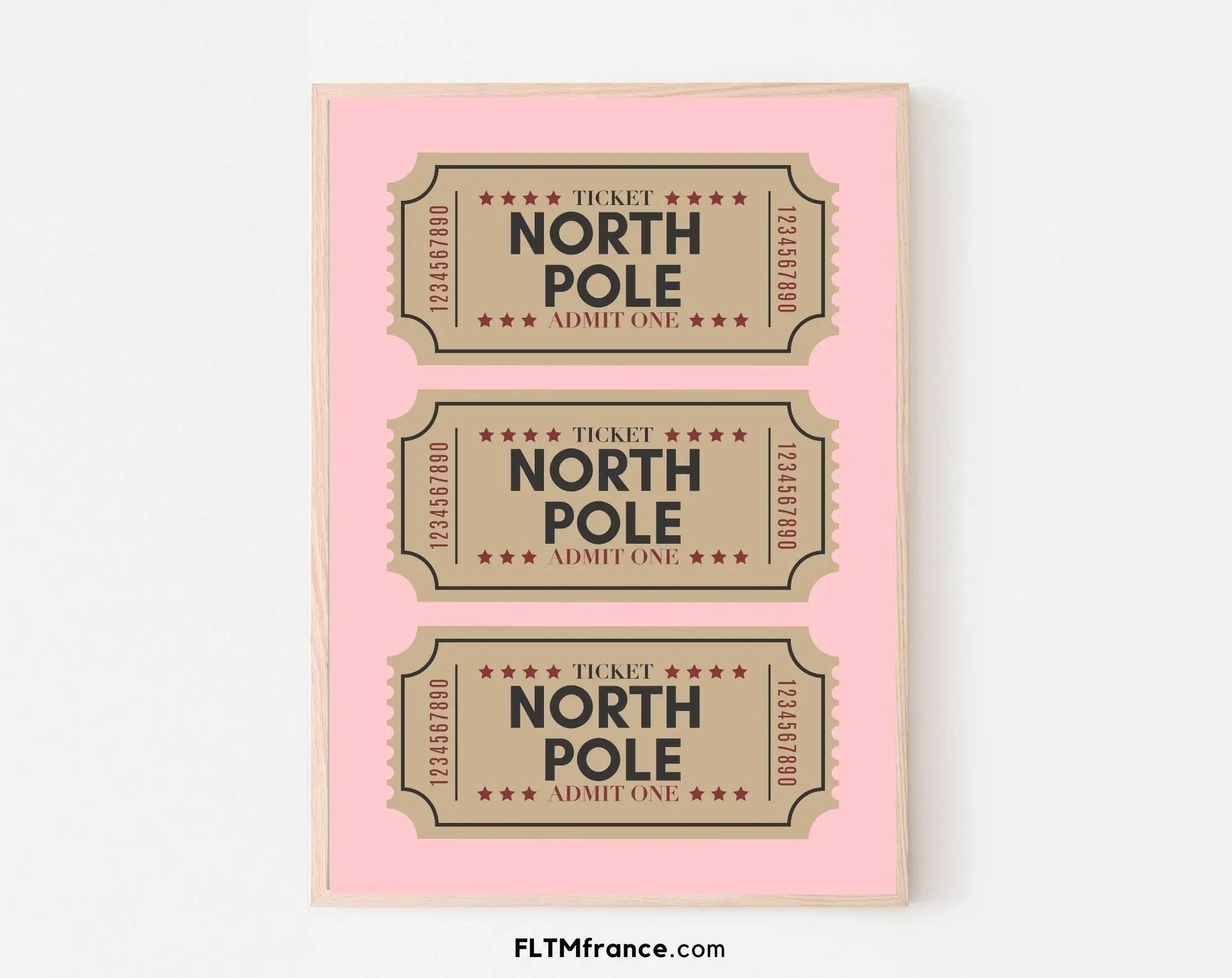 Billets du pôle Nord rose affiche - Décoration de noël FLTMfrance
