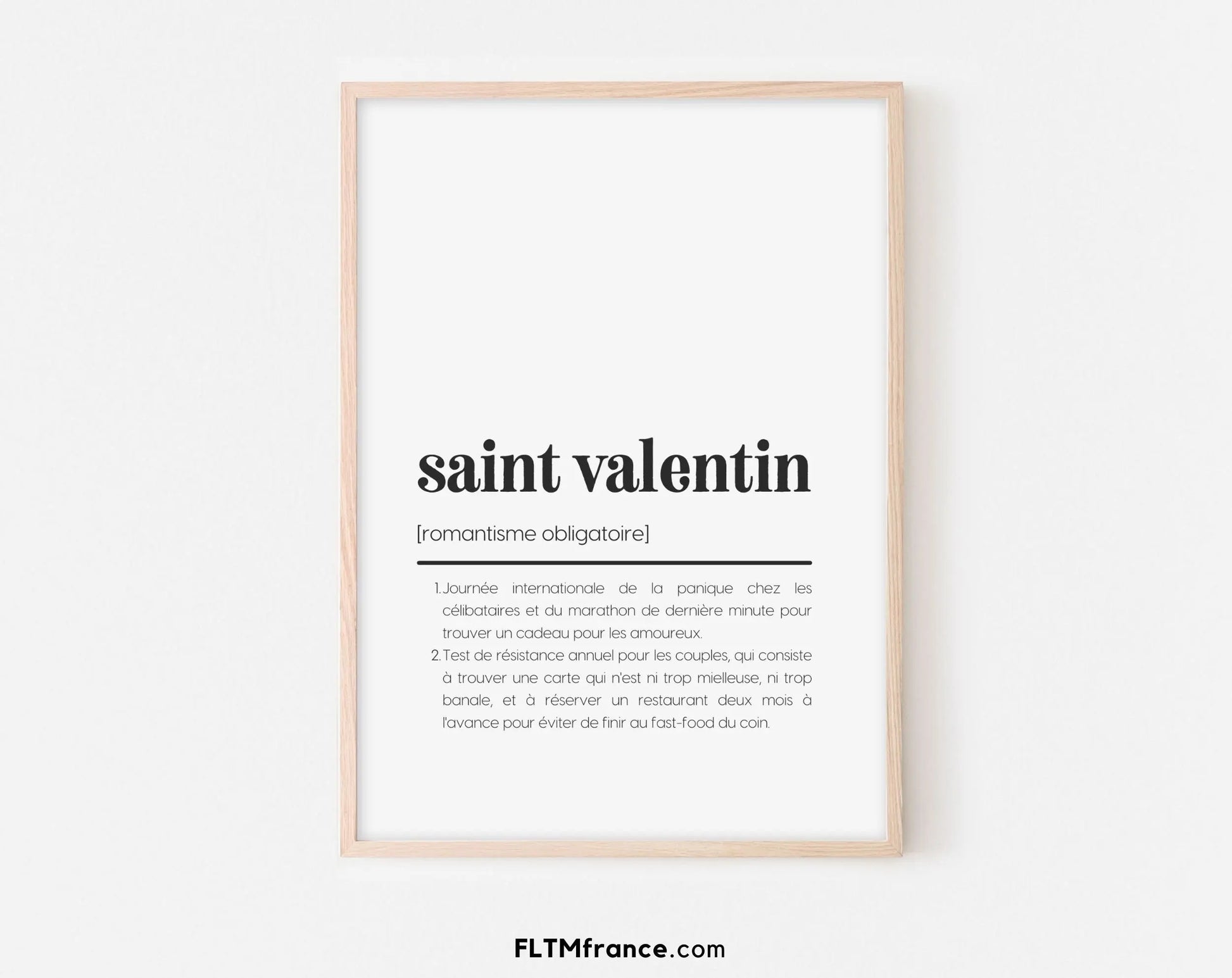 Saint-Valentin Définition humour - Affiche Saint-Valentin FLTMfrance