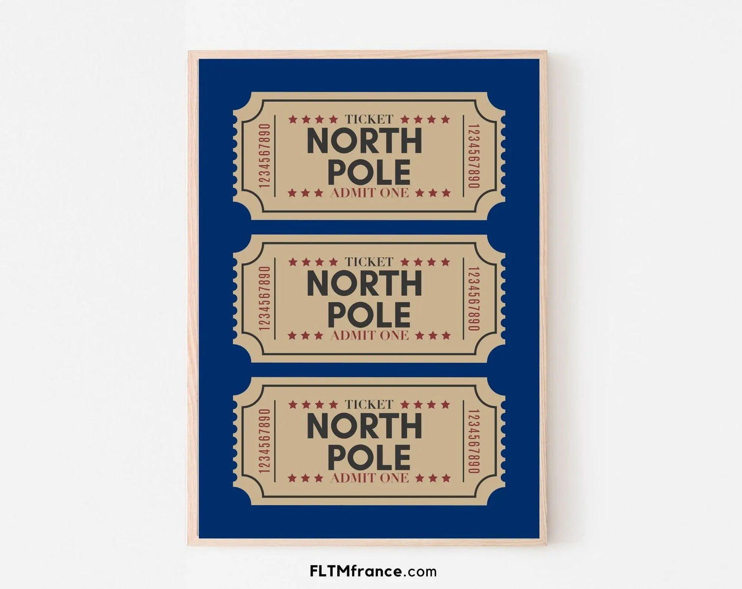 Billets du pôle Nord bleu marine affiche - Décoration de noël FLTMfrance