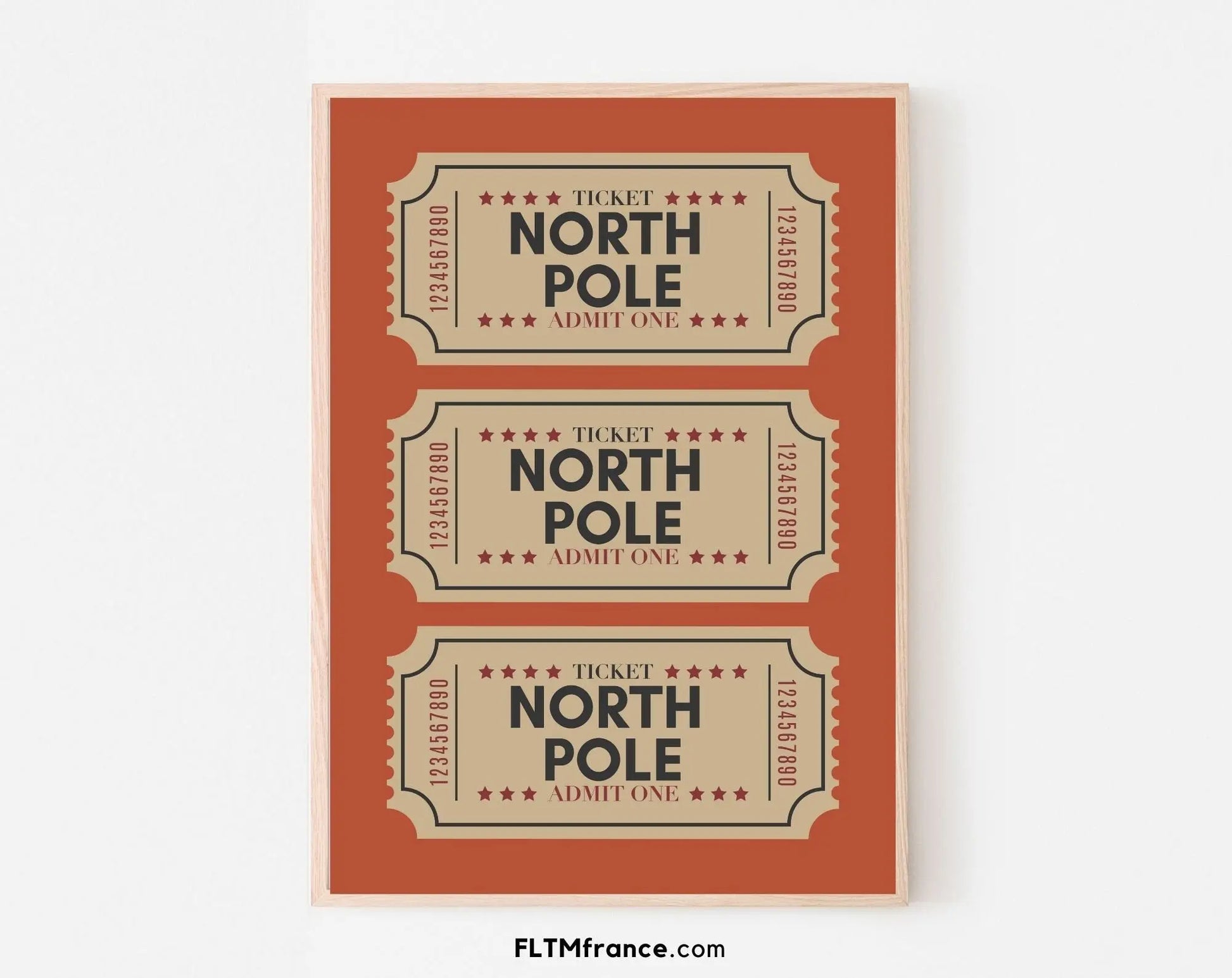 Billets du pôle Nord terracotta affiche - Décoration de noël FLTMfrance