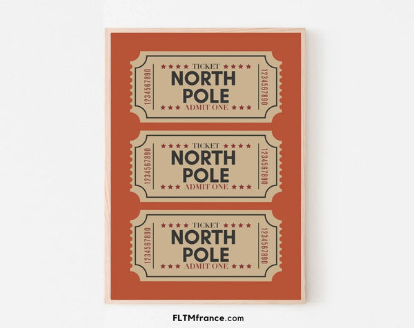 Billets du pôle Nord terracotta affiche - Décoration de noël