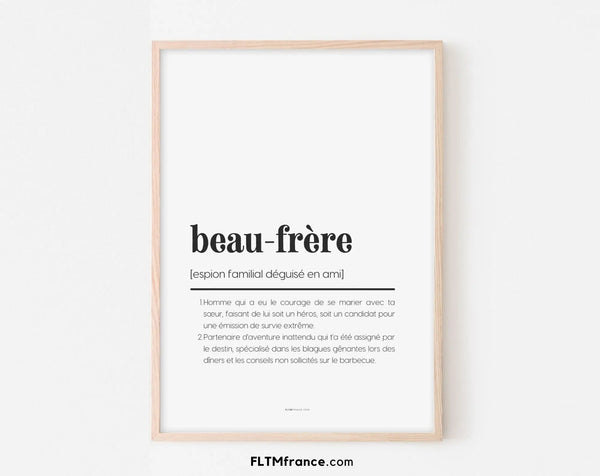 Affiche définition beau-frère - Affiche définition humour famille