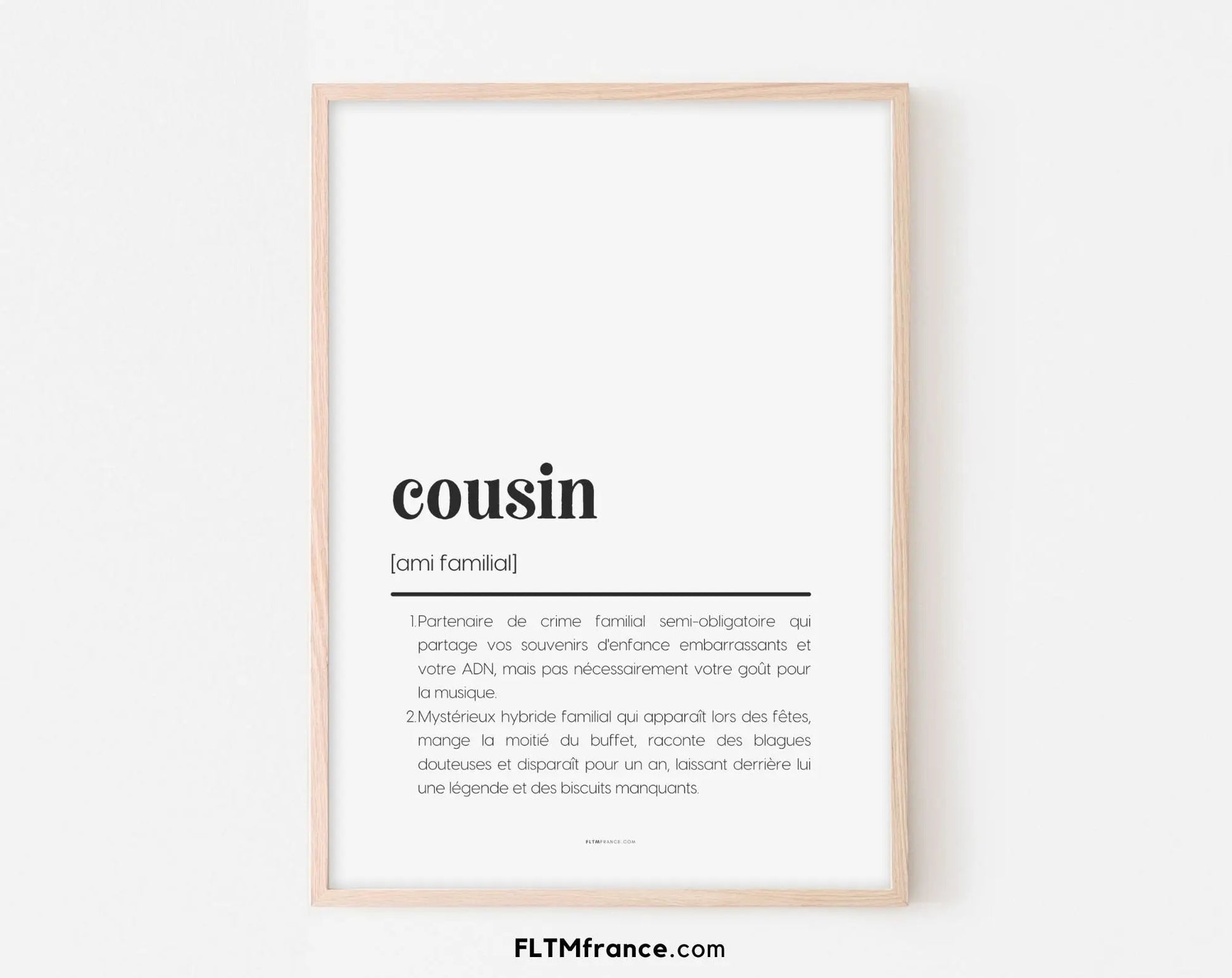 Affiche définition cousin - Affiche définition humour famille FLTMfrance