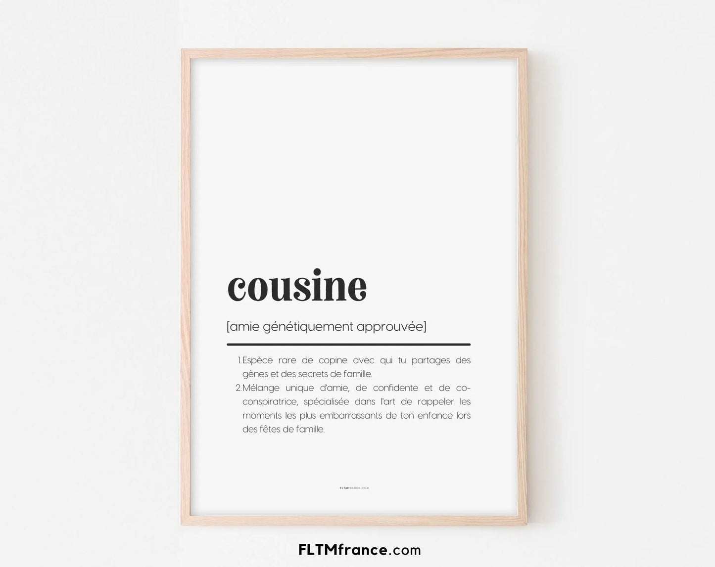 Affiche définition cousine - Affiche définition humour famille FLTMfrance
