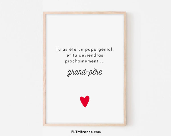 Papa génial tu vas être grand-père - Carte annonce grossesse grand-père originale
