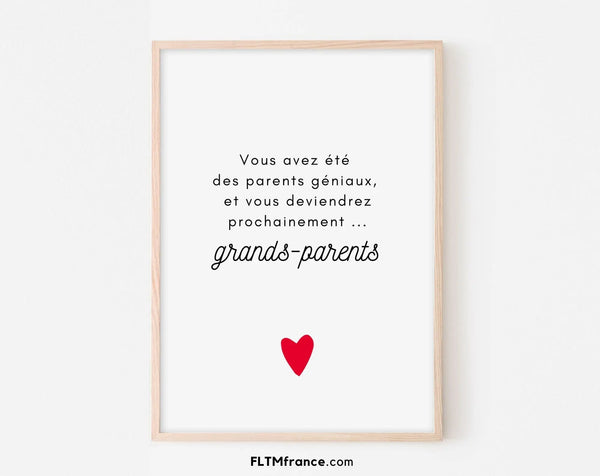 Affiche Vous avez été des parents géniaux - Annonce grossesse grands-parents