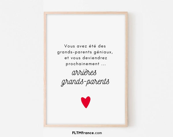Vous allez être arrières grands-parents - Carte annonce de grossesse
