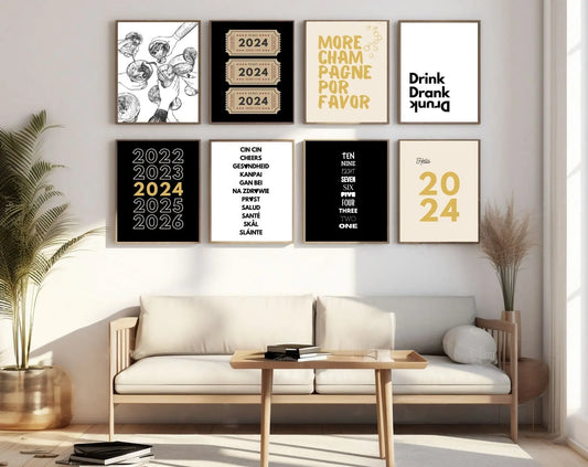8 affiches du nouvel an 2024 - Décorations de nouvel an - FLTMfrance