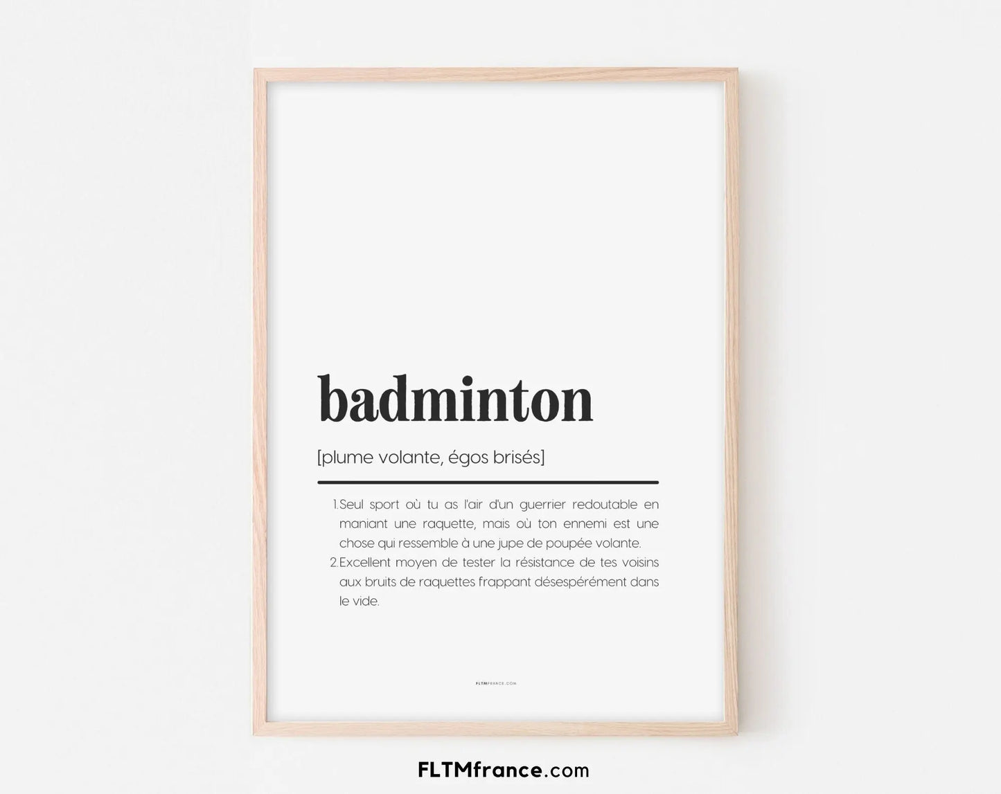 Affiche définition badminton - Affiche définition humour sport FLTMfrance
