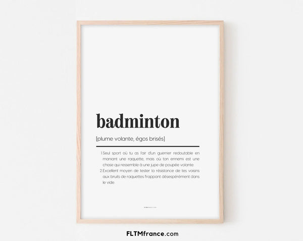 Affiche définition badminton - Affiche définition humour sport