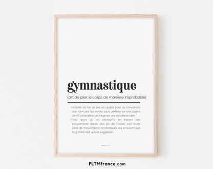 Affiche définition gymnastique - Affiche définition humour sport FLTMfrance