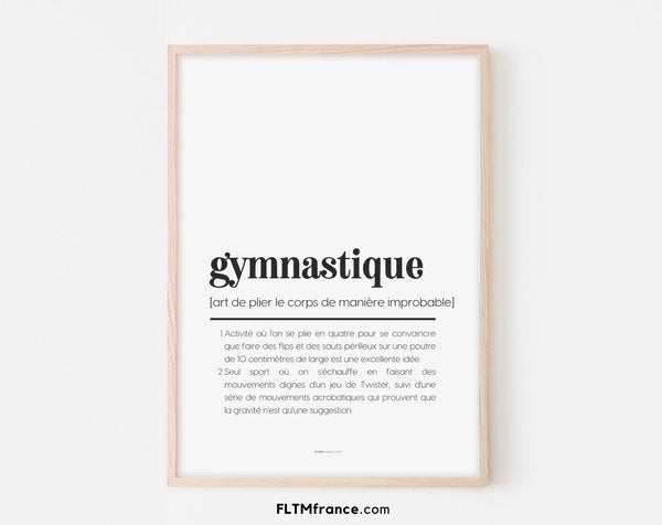Affiche définition gymnastique - Affiche définition humour sport