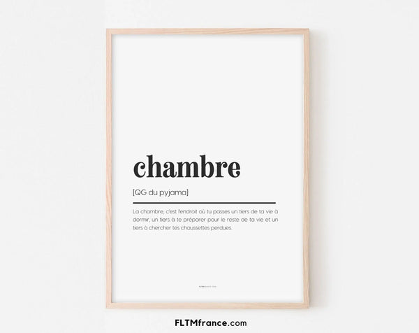 Affiche définition chambre - Affiche définition humour