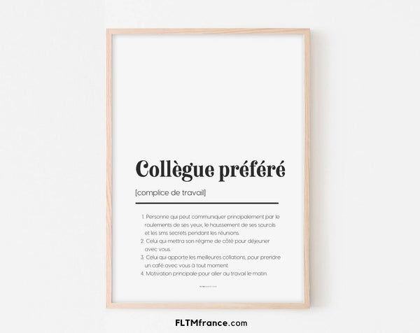 Affiche définition collègue préféré - Affiche définition humour