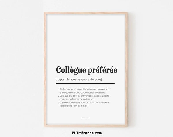 Affiche définition collègue préférée - Affiche définition humour