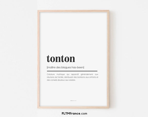 Affiche définition tonton - Affiche définition humour famille