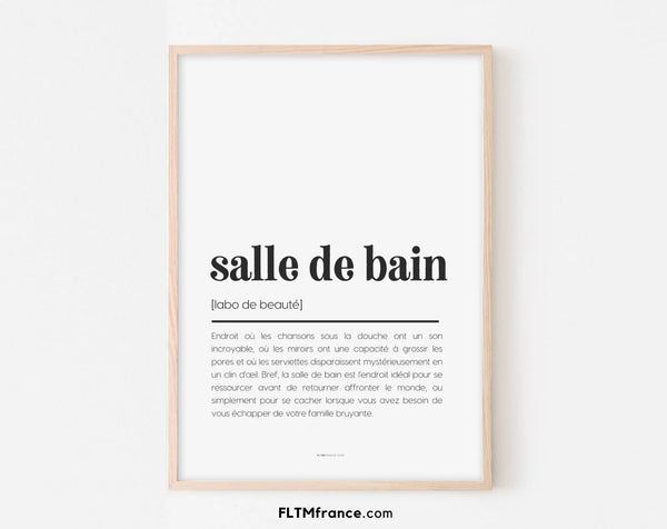 Affiche définition salle de bain - Affiche définition humour
