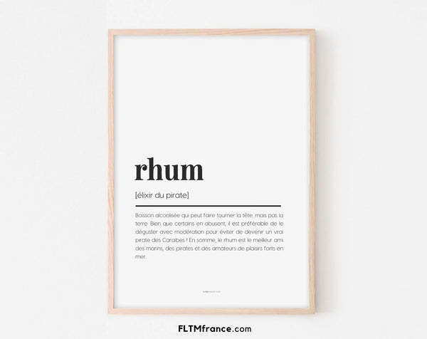 Affiche définition rhum - Affiche définition humour