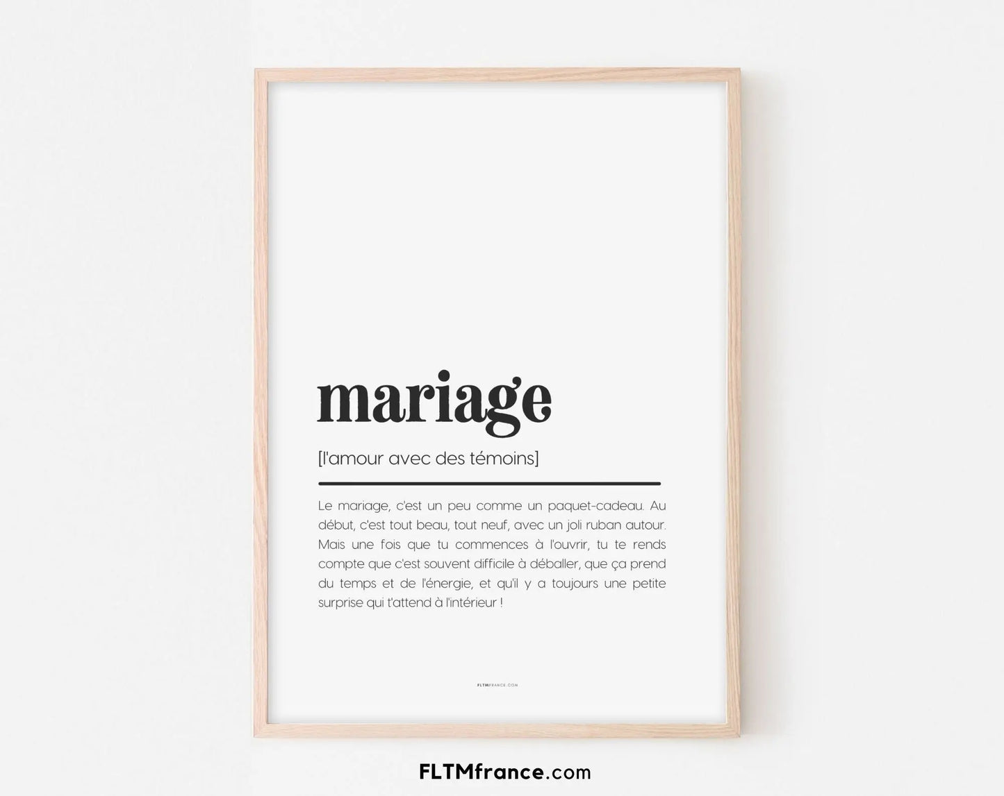 Affiche définition mariage - Affiche définition humour FLTMfrance
