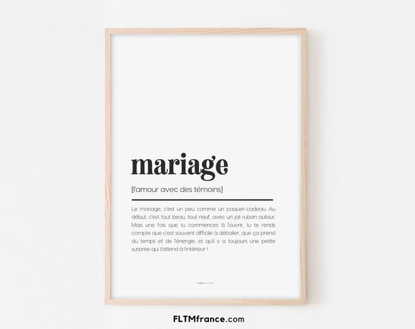 Affiche définition mariage - Affiche définition humour