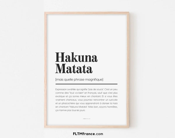 Affiche définition Hakuna matata - Affiche humour Le Roi Lion