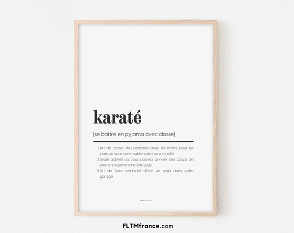 Affiche définition karaté - Affiche définition humour sport