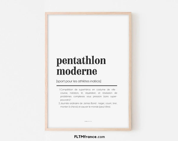 Affiche définition pentathlon moderne - Affiche définition humour sport