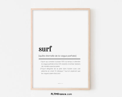 Affiche définition surf - Affiche définition humour sport FLTMfrance