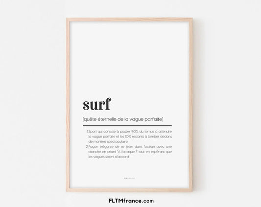 Affiche définition surf - Affiche définition humour sport FLTMfrance