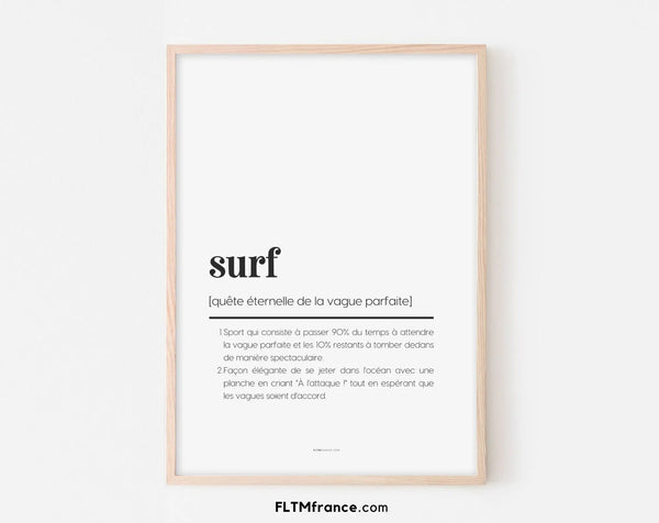 Affiche définition surf - Affiche définition humour sport